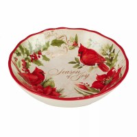 13" Round Season of Joy Cardinal Serving Bowl