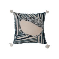 18" Sq Blue and White Abstract Decorative Pillow