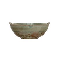 8" Round Aqua Ceramic Berry Bowl