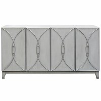 68" Silver and Gray Four Door Credenza