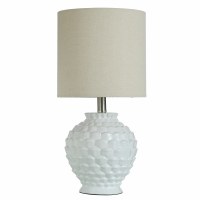 20" White Textured Ceramic Table Lamp