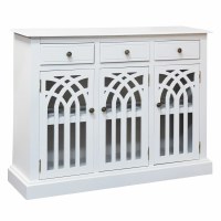 44" White Three Door and Three Drawer Cradenza