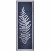 35" x 12" Silver Frond on a Dark Blue Canvas 1 Framed