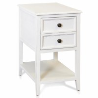 15" White Two Drawer One Shelf End Table