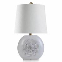 21" White 3D Flower Ceramic Table Lamp