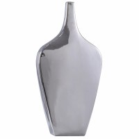 23" Silver Flat Ceramic Vase