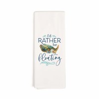 28" x 16" "I'd Rather Be Floating" Sea Turtle Kitchen Towel