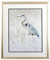 32" x 26" White Tail Heron Framed Print Under Glass