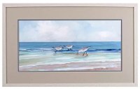 19" x 31" Three Sandpipers on the Beach Framed Print Under Glass