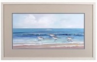 19" x 31" Four Sandpipers on the Beach Framed Print Under Glass
