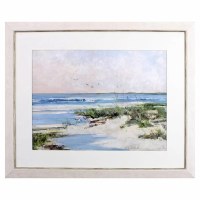 28" x 34" Soft Morning Sea Framed Print Under Glass