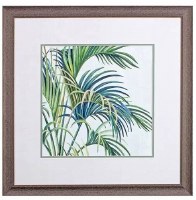 27" Sq Blue Frond in the Center Framed Print Under Glass