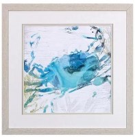 17" Sq Blue Crab Framed Print Under Glass