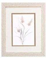 11" x 9" Cone Shaped Beige Flowers Framed Print Under Glass