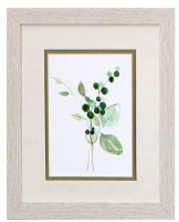 11" x 9" Two Big Green Leafs Framed Print Under Glass