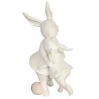 10" White Wash Mom and Baby Bunnies