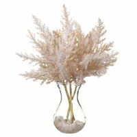 11" Faux Beige Pampas Grass in a Clear Glass Vase