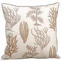 18" Sq Beige Coral Decorative Pillow