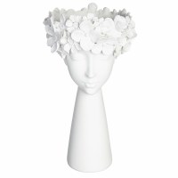 16" White Flower Lady Head Pot