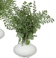 11" Faux Button Fern in a White Ceramic Vase