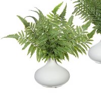 11" Faux Forest Fern in a White Ceramic Vase