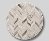 Set of Four Round Beige Faux Marble Chevron Coasters