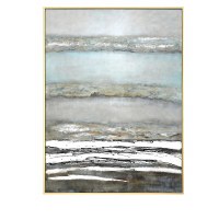 81" x 61" Multipastel, Black, and White Horizon Framed Canvas