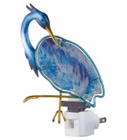 7" Glass Blue Heron Nightlight