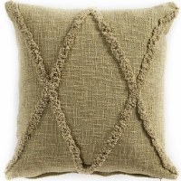20" Sq Olive Green "X" Decorative Pillow