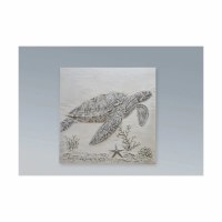 35" Sq White Turtle Coastal Metal Wall Art Plaque