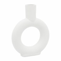 9" White Ceramic Vase With a Hole