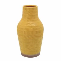 12" Yellow Ceramic Vase