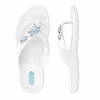 Size Medium White Theresa Sea Turtle Flip Flops