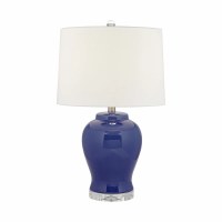 23" Dark Blue Ceramic Urn Table Lamp