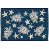 24" x 35" Navy Sea Turtles and Starfish Indoor/Outdoor Mat