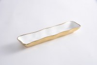 3" x 13" White and Gold Cracker Tray by Pampa Bay