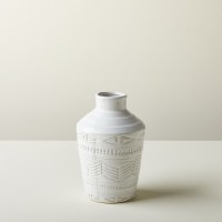 11" White Ceramic Pattern Vase