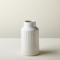 12" White Ceramic Pattern Vase