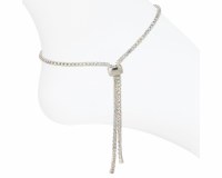 Silver and Gold Toned Crystal Lariat Anklet