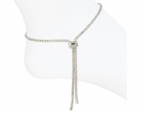 Silver and Gold Toned Crystal Lariat Anklet