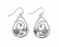 Silver Toned Sea Life and Swirl Earrings