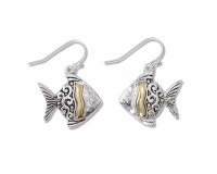 Silver and Gold Toned Fish Earrings