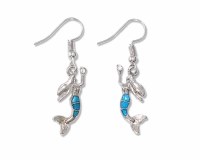 Silver Toned and Blue Mermaid Earrings