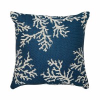 18" Sq Navy Coral Edge Decorative Indoor/Outdoor Pillow