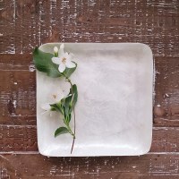 5" Sq White Capiz Plate