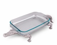 11" x 21" Silver Alligator Three Quart Pyrex Holder