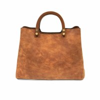 11" Saddle Angie Wood Handle Satchel Bag