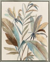 30" x 24" Tropical Foliage Canvas in a Champagne Frame