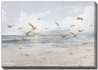35" x 47" Gulls on a Gray Beach Canvas