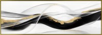 20" x 60" Black Waves Abstract Canvas in a Gold Frame
